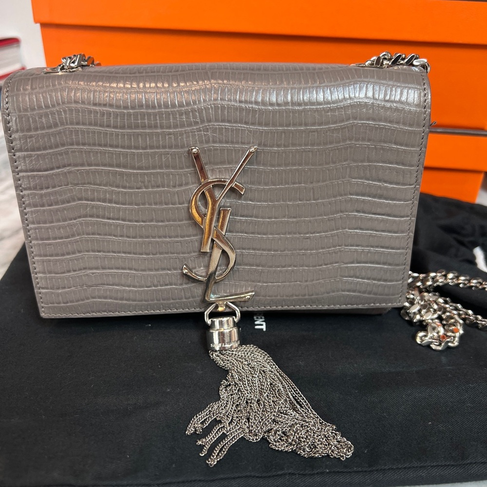 Saint Laurent Kate Small Tassel bag in Grey Lizard Leather! Absolutely Gorgeous!